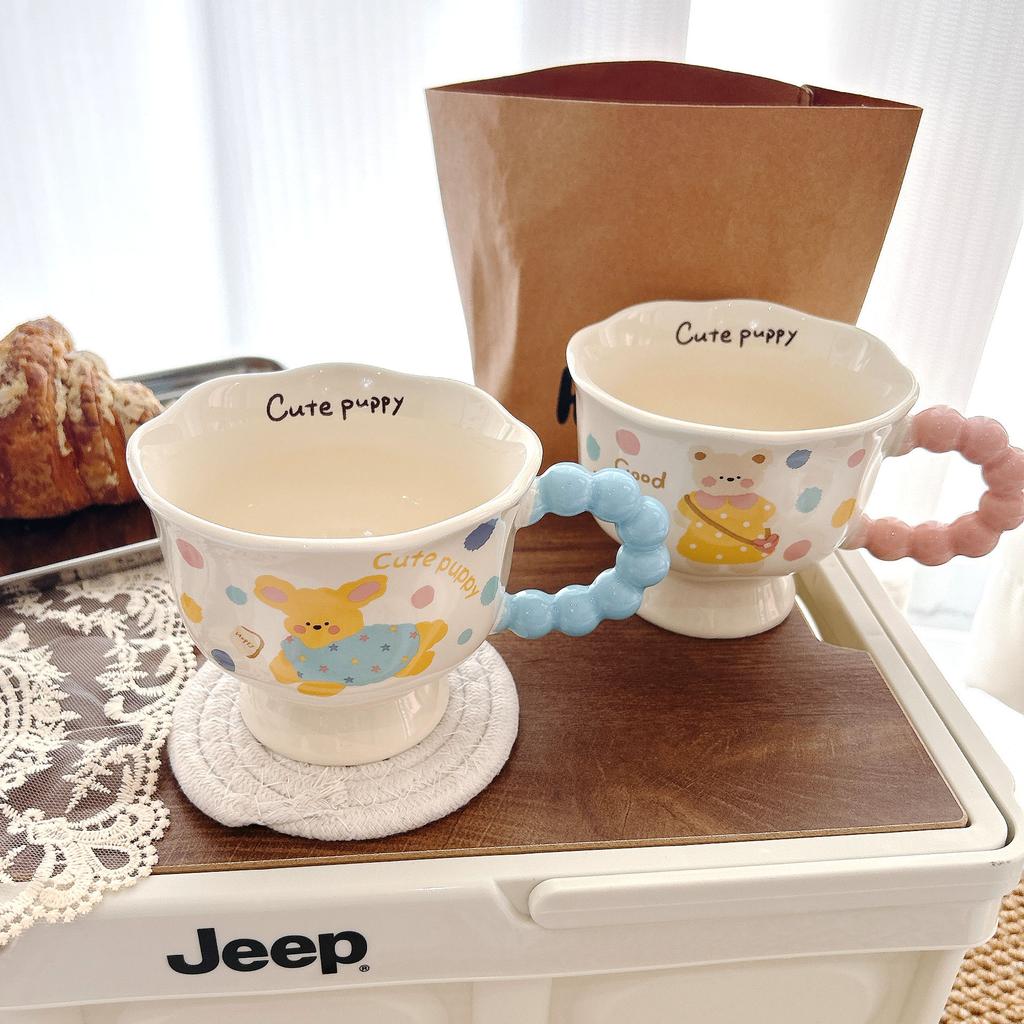 Creative Cute Household Water Cup Goblet Mug Cartoon Milk Cup High Value Ceramic Cup Couple