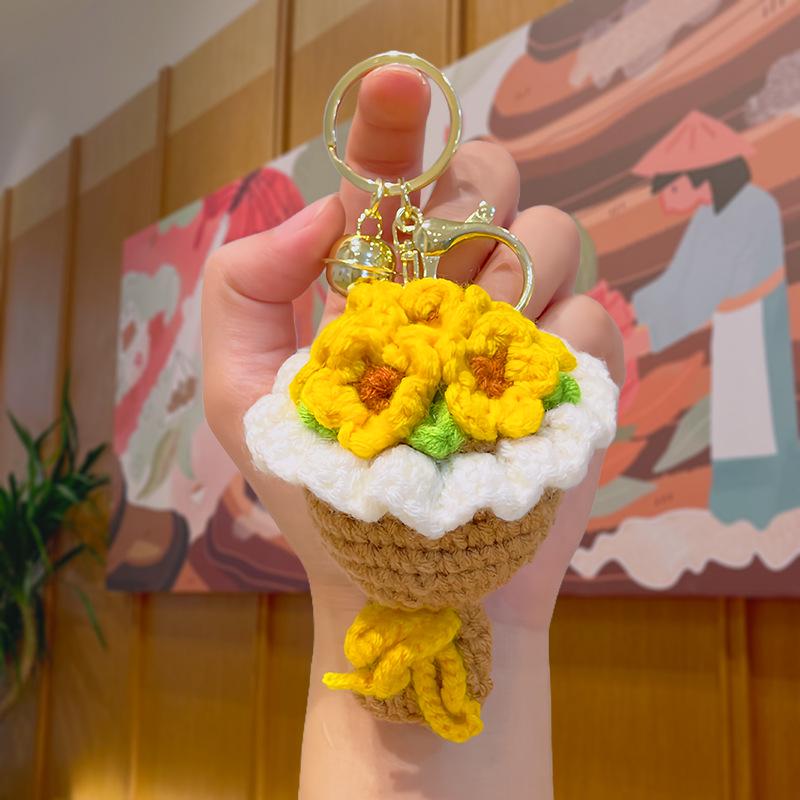 

Handmade Crochet Flower Bouquet Keychain - Plush Pendant & New Year Gift 9cm