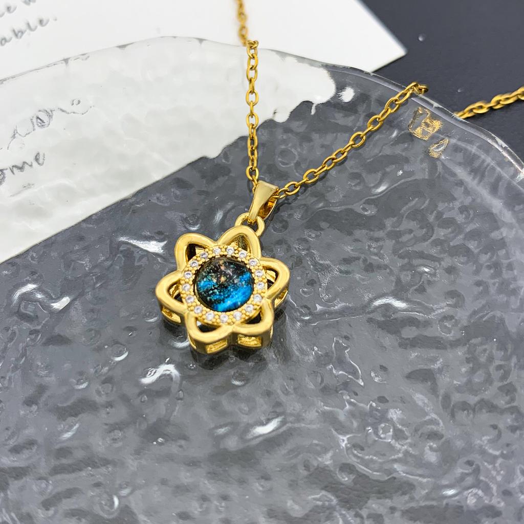 Necklace popular hot sale azure blue starry sky necklace accessories women's light luxury high sense hot sale planet versatile titanium steel necklace