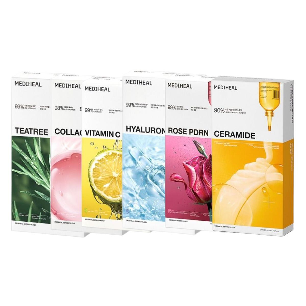 Mediheal Essential Mask Sheets Daily Skincare Variety Pack 6 Types 60 Sheets Set