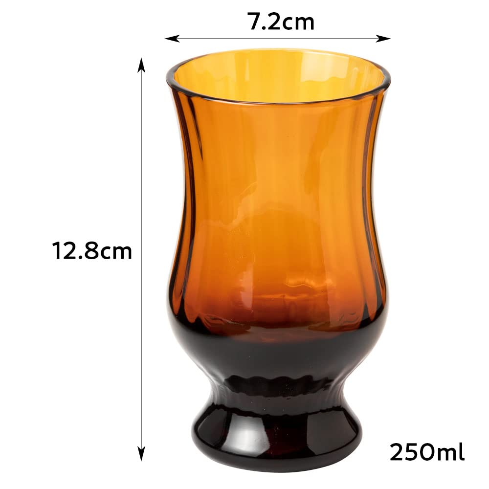 BYRON Coffee Glass, Amber, Mole (MO-1023AMBM) - Showa Modern Coffee. A nostalgic reproduction of a cute, retro cafe glass from the olden days.