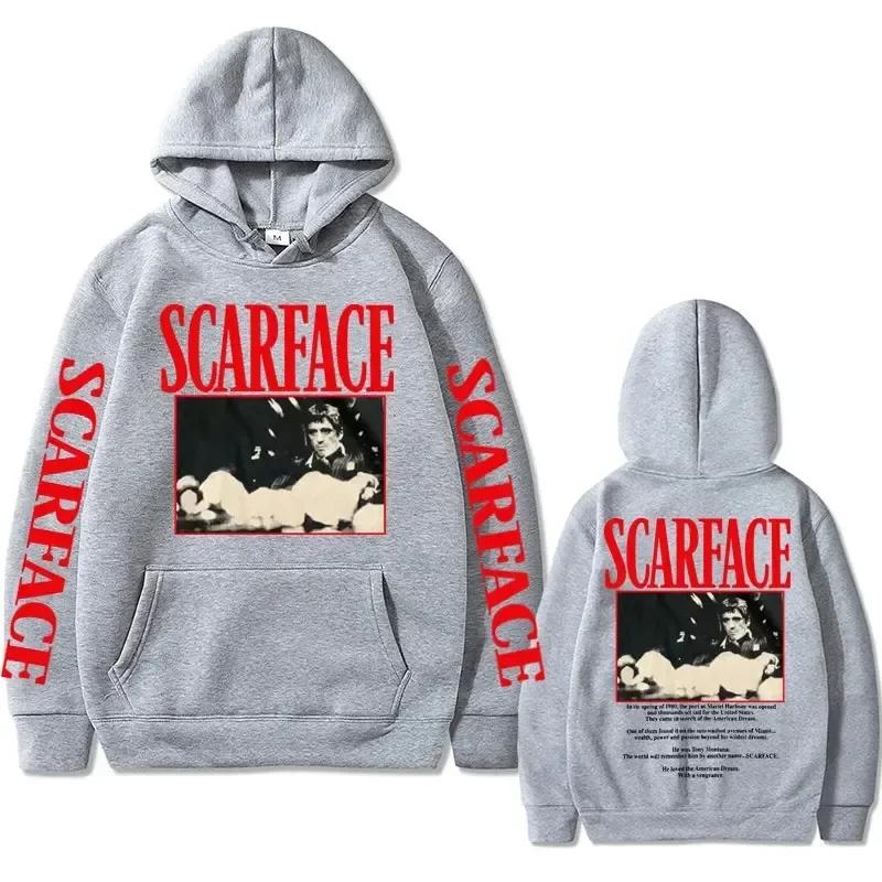 Sweat à capuche vintage des années 90 pour homme, sweat-shirt surdimensionné, style hip-hop, décontracté, film Scarface Tony Montana