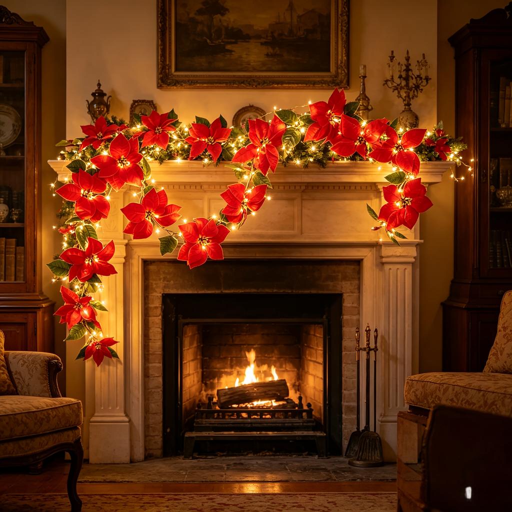 Fairy LED String Lights Maple Leaf Red Berry Ivy Vine Wreath Garland Light For Xmas Wedding Home Courtyard Indoor Party Romantic Atmosphere Decoration