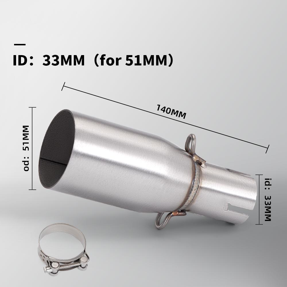 Motorcycle Modification Exhaust Pipe Exhaust Middle Section 28 30 32 35 mm Adapter 51mm Exhaust Section non-destructive Install 51-33mm