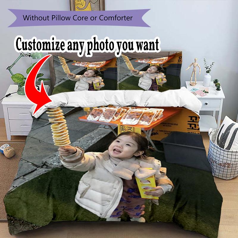 Customize Photos Customize Your Photo Bedding Set Breathable Duvet Cover with Pillowcases Home Decoration Birthday Gift