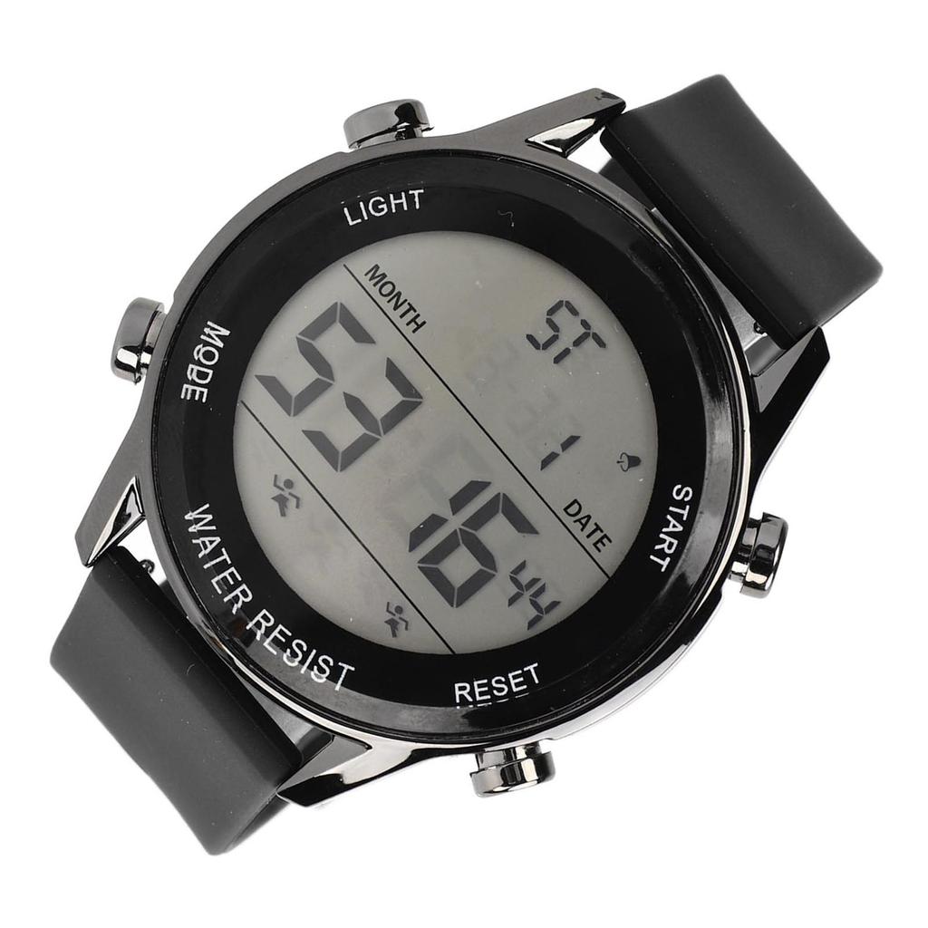 Digital Chronograph Watch WR50M Waterproof Luminous Large Screen Outdoor Sports Watch for Men Black