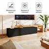 Meuble TV avec LED, 200x39x42 cm, Design Moderne en Bois, 2 Portes, Rangement Ouvert, Idéal pour Salon, Noir et Bois