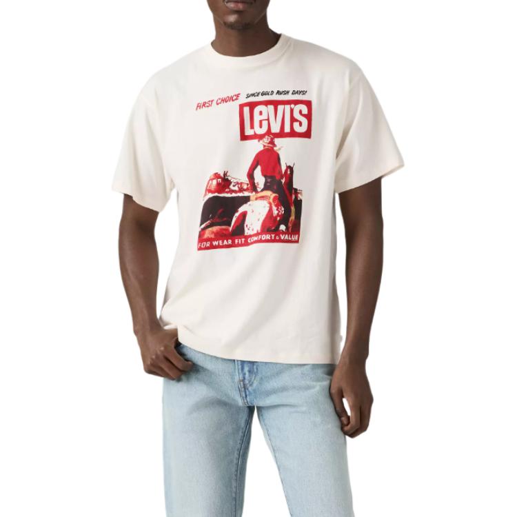 Levis Printed Loose Fit Crew Neck Short Sleeve T-Shirt Men Tops White 87373-0228