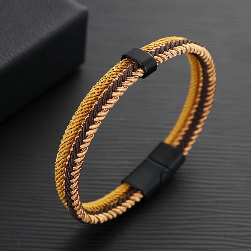 Noter Grade A Ethnic Fabric String Bracelet For Men Double Layer Various Colors Available Sports Sweat Absorbent Braslet Bangle Hombre