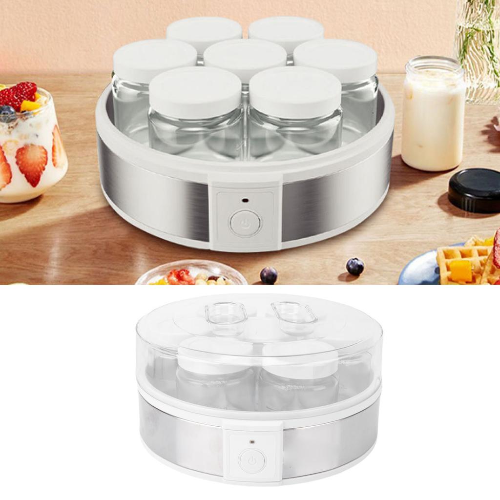 Electric Yogurt Maker 20W ABS Glass Multifunctional Portable Homemade Greek Yogurt Machine with 7 Cups for Jams Puddings