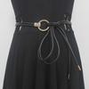 Belt, Leather Cord Waist Belt, Black Decorative Dress Waist Cincher, Extended Soft Leather Belt for Skirts