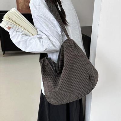 Sac Tote rayé léger Grande capacité Sacs bandoulière Sac à bandoulière à carreaux tendance Filles