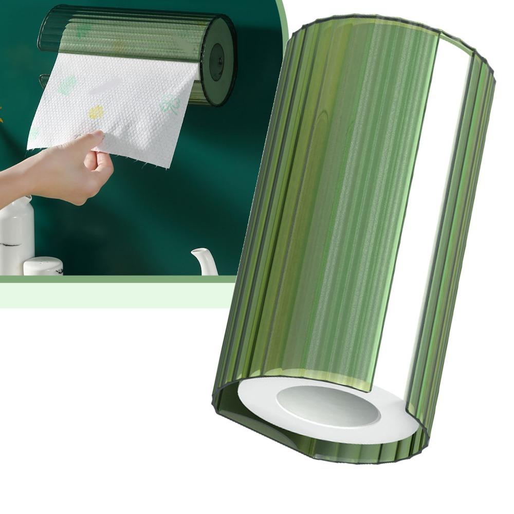 

Clear Wall Paper Towel Dispenser Waterproof Hand Towel Holder Wall Mount Dispenser Kitchen зелёный