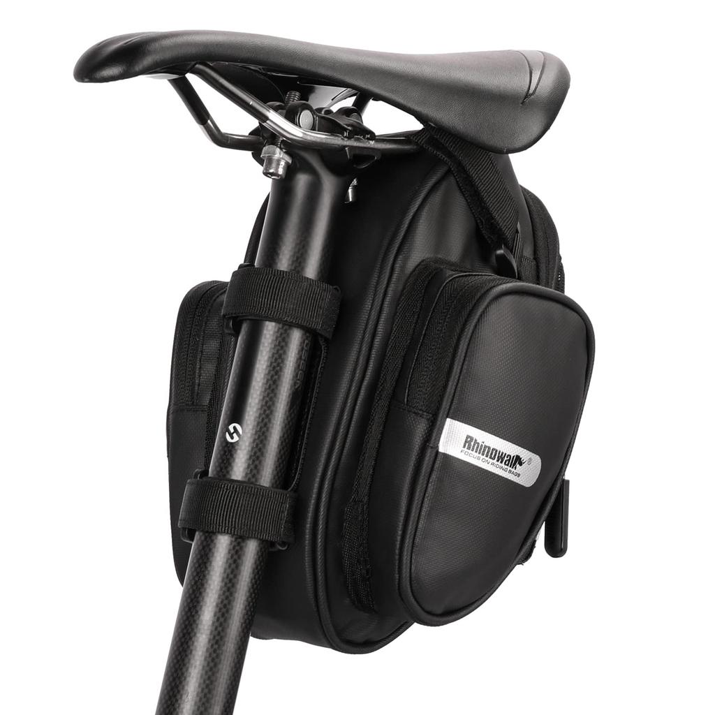 Rhinowalk Bicycle Saddle Bag Bottle Holder Large Capacity Waterproof Road Bike Bag Small Item Storage Water Bottle Holder Lightweight Reflective Easy