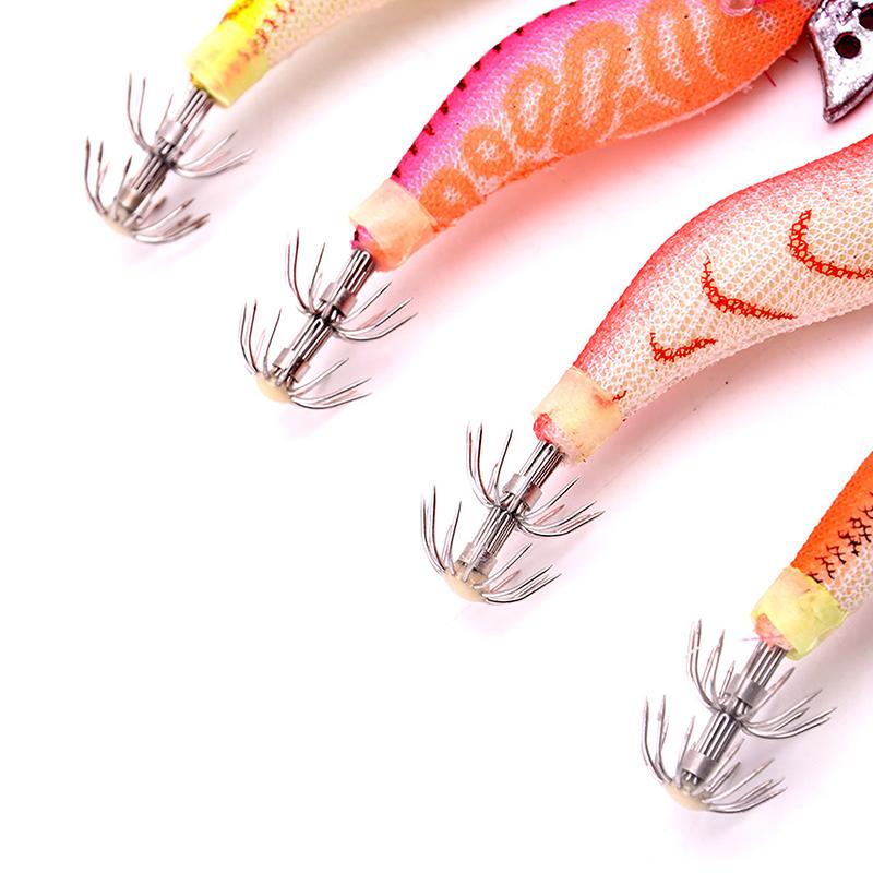 Luya Bait 9 Color 2.0# Luminous Wooden Shrimp 8Cm/8G Squid Hook Bait Knife Back Shrimp Squid Needle