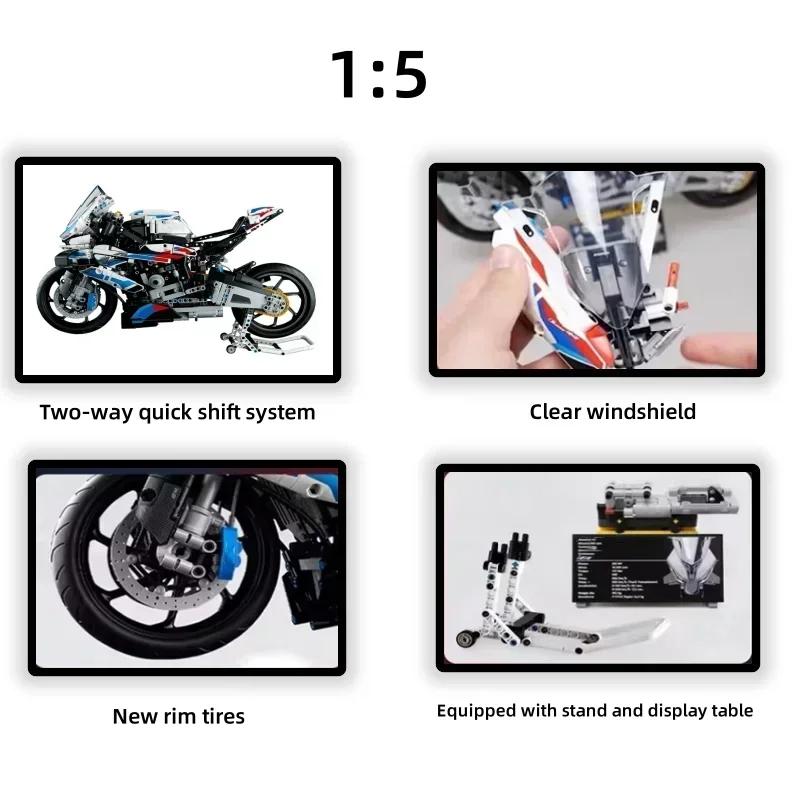 New 1900+PCS Technical Super Speed Motorcycle MOC Building Block Compatible  Motorbike Model Educational Vehicle Bricks Toy Gift