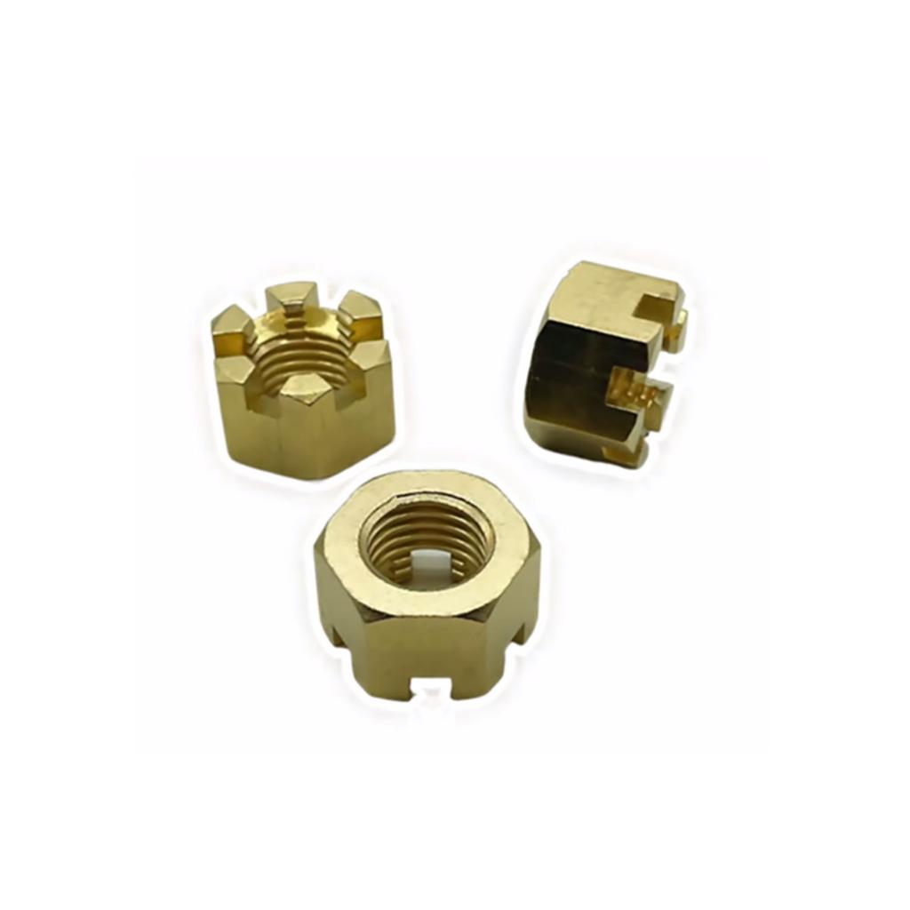 M6-M16 Brass Slotted Nut Standard Fine Tooth Copper Slotted Castle Fastener Nut
