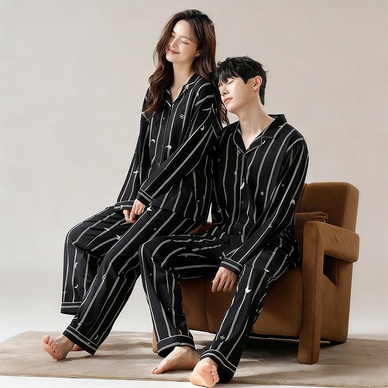 

Комплект пижам для пары: Весенний Стиль, Кардиган с Длинным Рукавом и Брюки для Женщин и Мужчин M