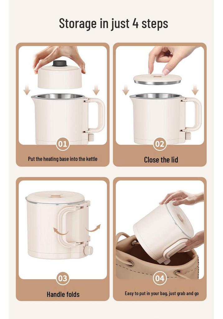 In Stock Portable Foldable Electric Kettle - Mini Travel & Outdoor Insulated Water Boiler