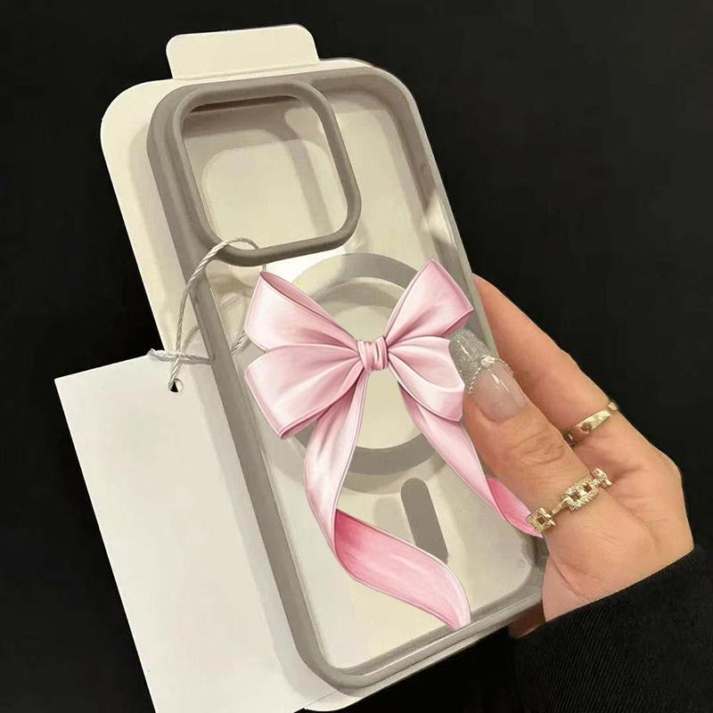 Cute Pink Bow Pattern Phone Case For Samsung Galaxy S23 S24 S25 S26 Ultra S22 Plus FE Wireless Magnetic Bumper Hard Back Cover