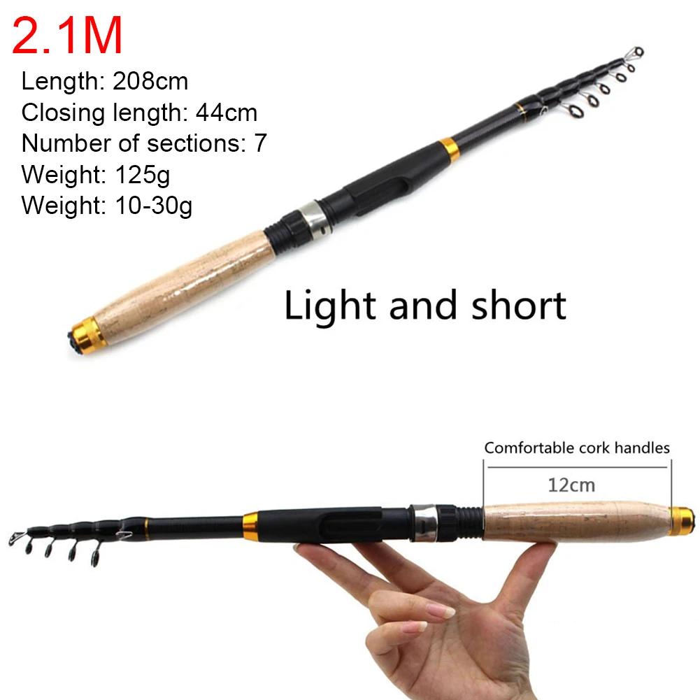 0.6-3m Telescopic Fishing Rod Cork Handle Small Short Sea Pole Carbon Fiber Portable Mini Spinning Pole Fishing Accessories