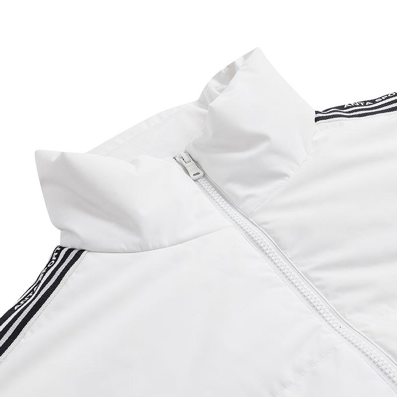 Anta Striped Casual Stand Collar Short Warm Down Jacket Unisex Outerwear Light-Gray White 972348902-1