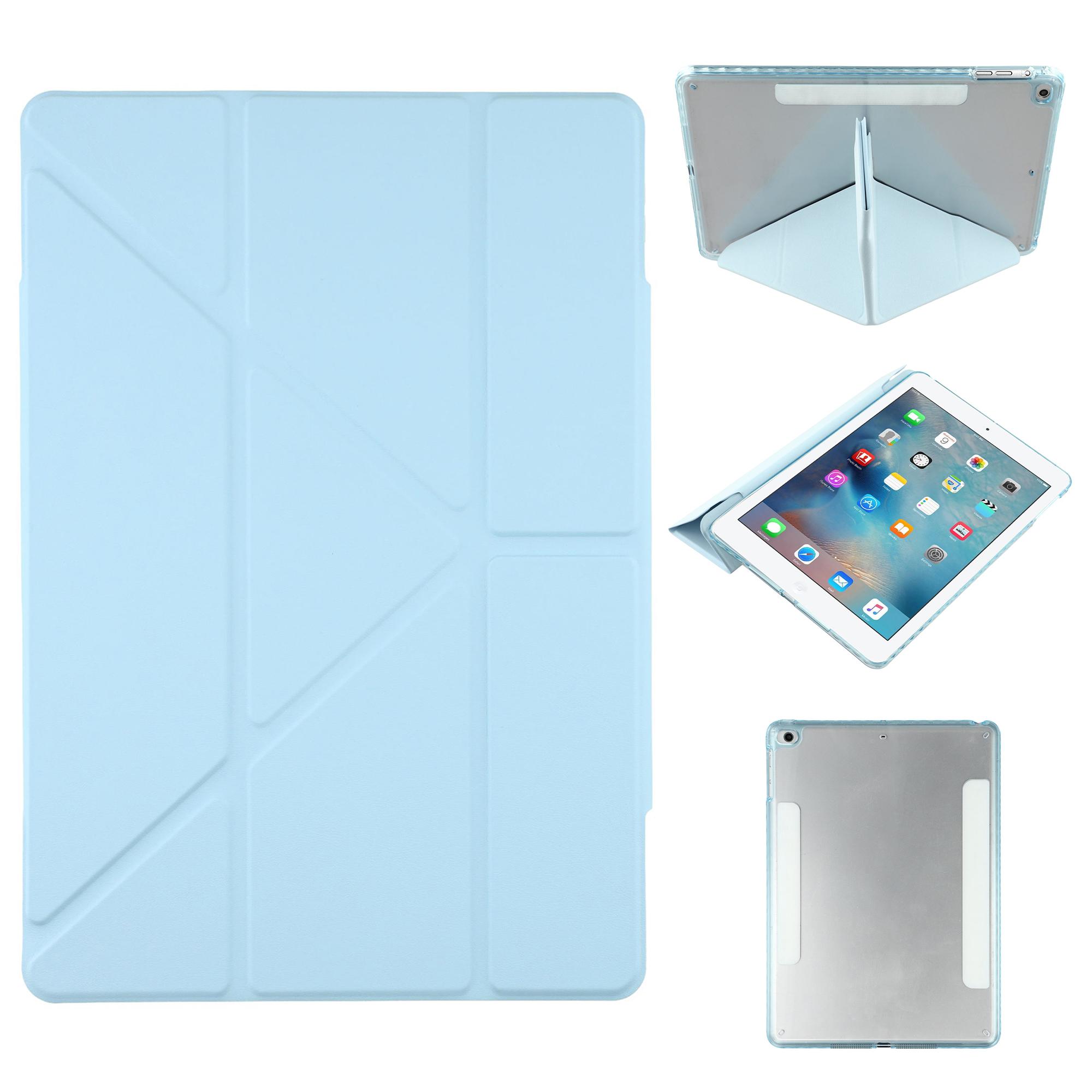 

Tablet Case For iPad 9.7-inch (2018)/(2017)/Air 2/Air (2013) Magnetic Dual Clasp PU TPU Acrylic Origami Stand Cover Baby Blue