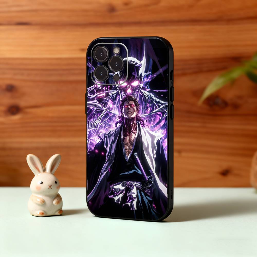 B-Bleach Anime Aizen Phone Case For iPhone17,16,15,14,13,12,Plus,Pro Max, 5G Others Soft Black Cover