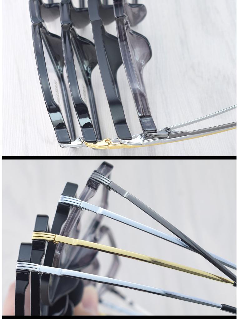 Korean Style TR90 Polygon Eyeglasses - Large Gold Transparent Full Frame for Nearsightedness
