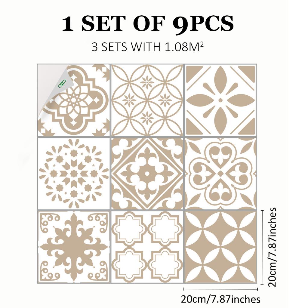 Mediterranean Wind Thickened Living Room Wear-Resistant Retro Pvc Floor Sticker Matte Floor Tile Self-Adhesive Bathroom Wall Sticker