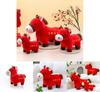 Cute Cartoon Red Pony Plush Toy With Embroidery Design For Holiday Decorations