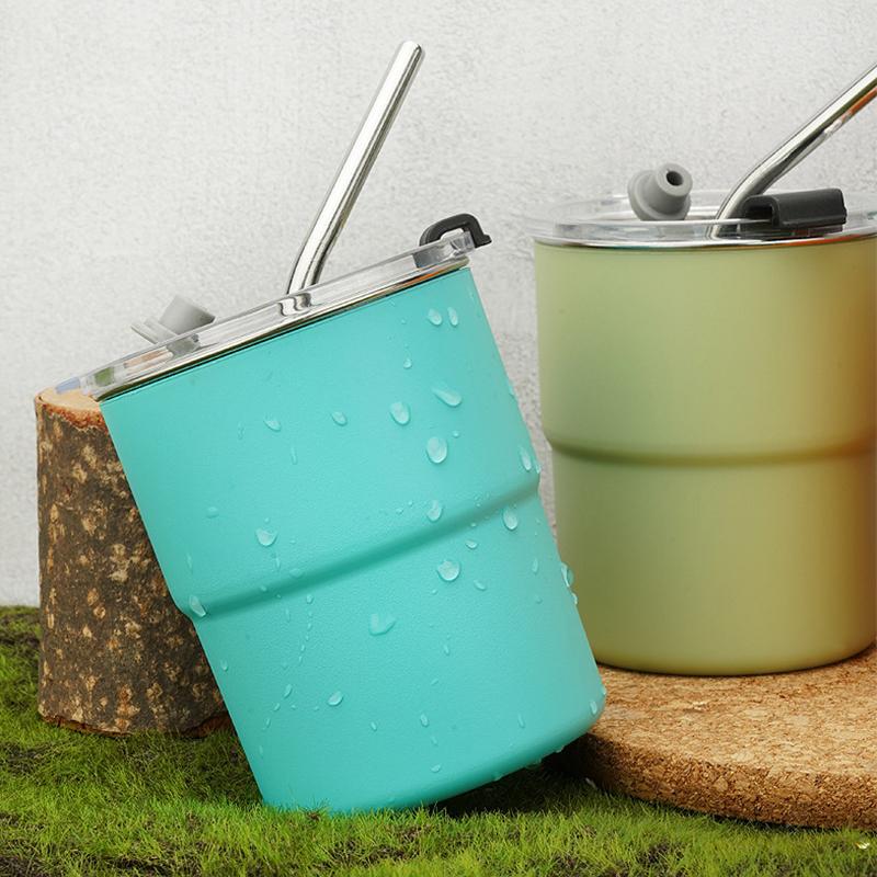 Outdoor Camping Travel Cup Cute Shot Glasses with Straw, Mini Shot Tumbler with Lid and Straw, Kawaii Insulated Tumblers