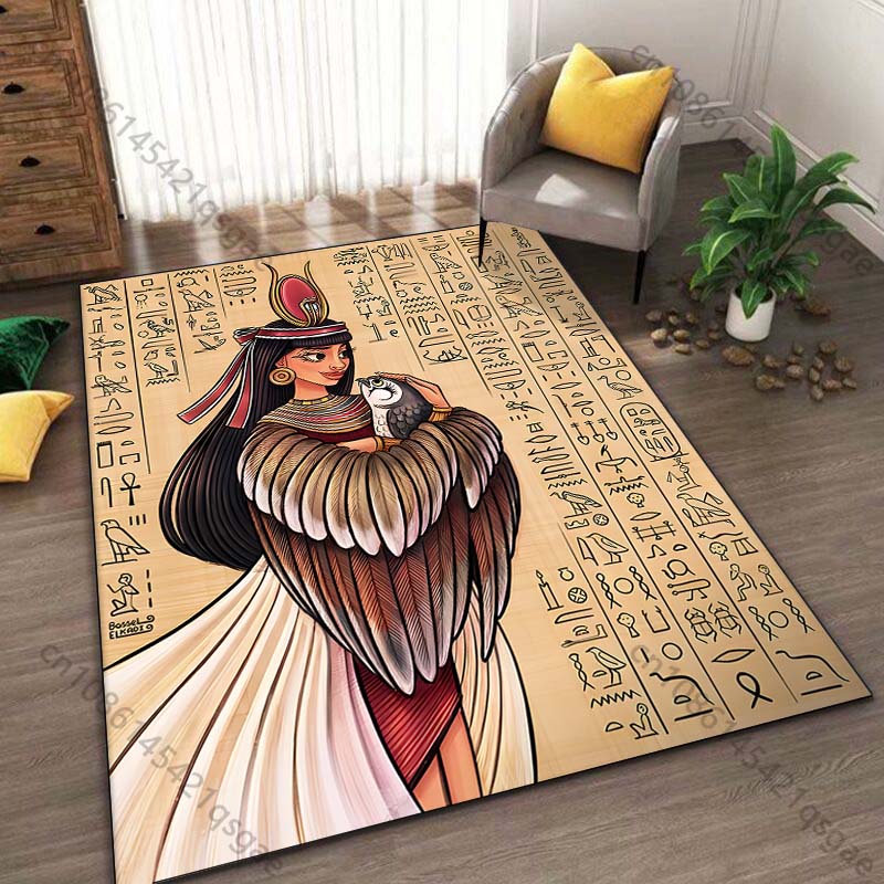 1PC Ancient Egyptian Murals Printed Carpet for Living Room Bedroom Bedside Bathroom Floor Mat Area Rugged Sofa Mat Home Decor