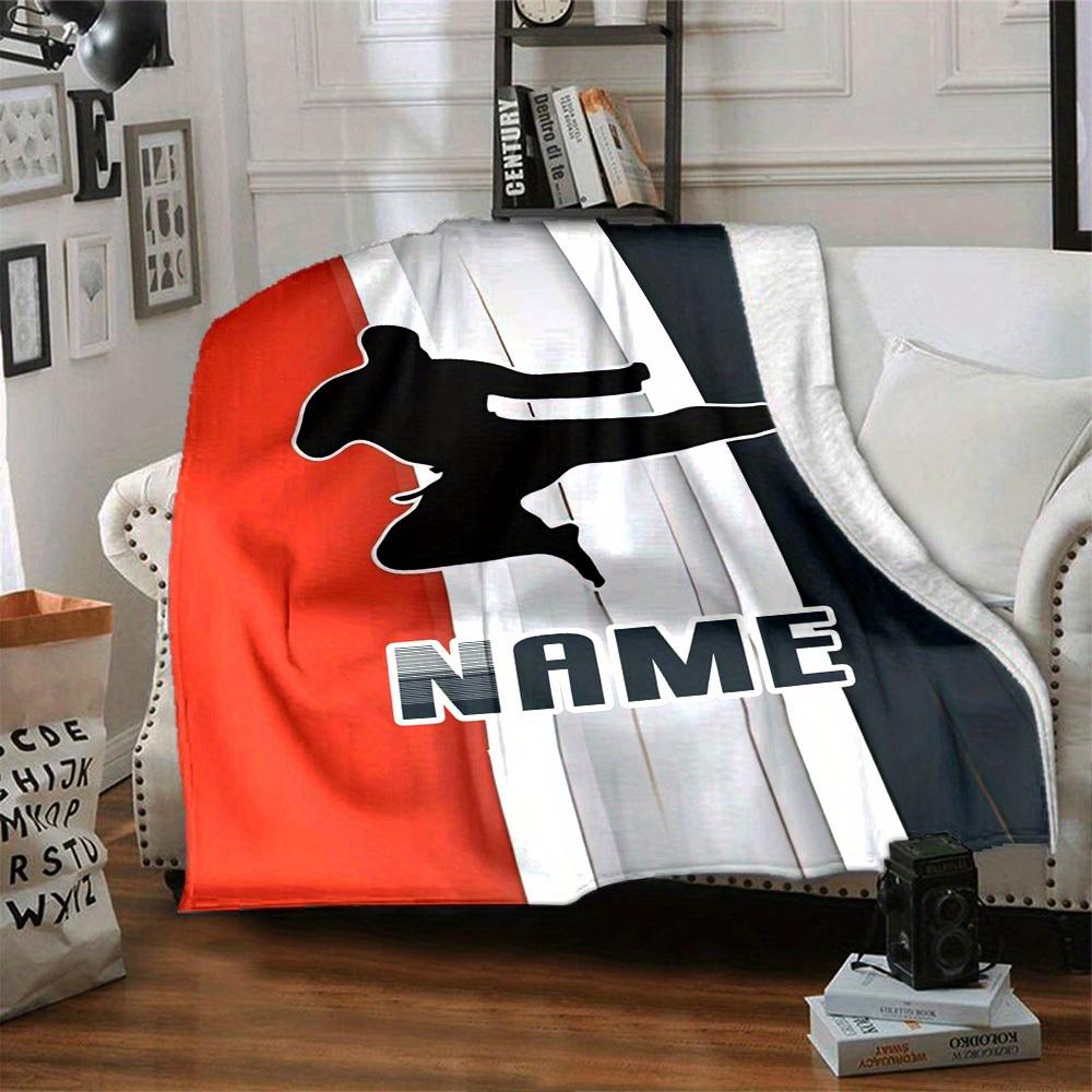 Customize Your Name Karate Fighter Home Blankets Comfortable Soft Lightweight Allseason Multipurpose Blanket For Picnics Sofas Offices Beds Living