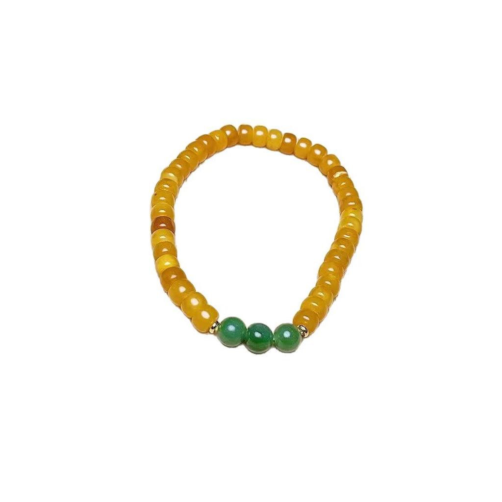 Beeswax and Hetian Jade Bracelet with Jasper Beads - Zodiac-Style Unisex Ornament
