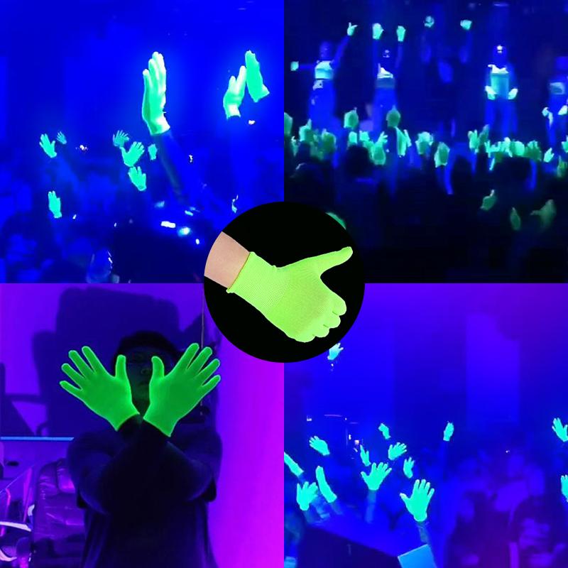 5 párů fluorescenčních zelených rukavic Pódiová párty záře ve tmě Rukavice Bar a Karaoke Atmosféra Rukavice