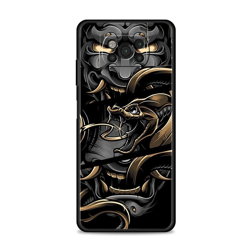 Cover For Xiaomi Poco X3 X4 NFC M3 M4 Pro 5G Mi 11 lite 11T 9T 12 10T 11E Note10 Phone Case Japan Samurai Oni Mask