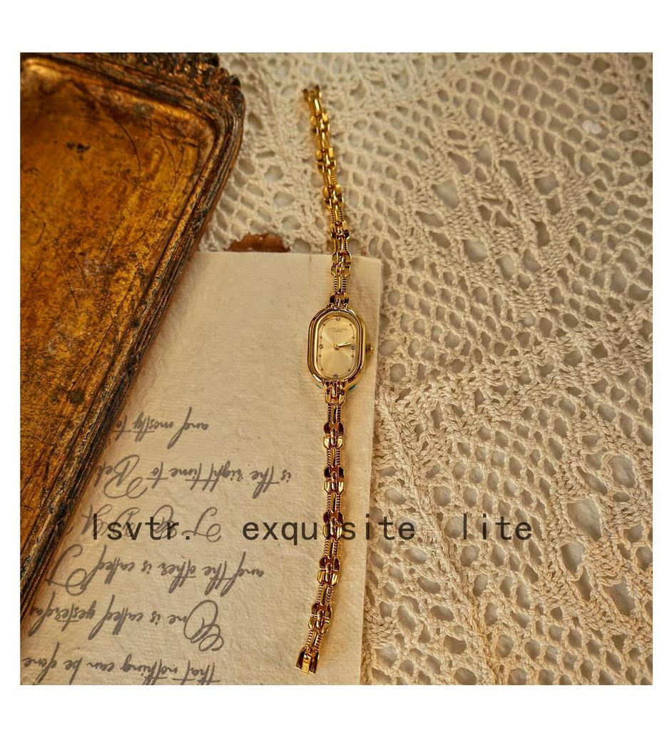 LSVTR Vintage Leichter Luxus Gold Armbanduhr für Damen