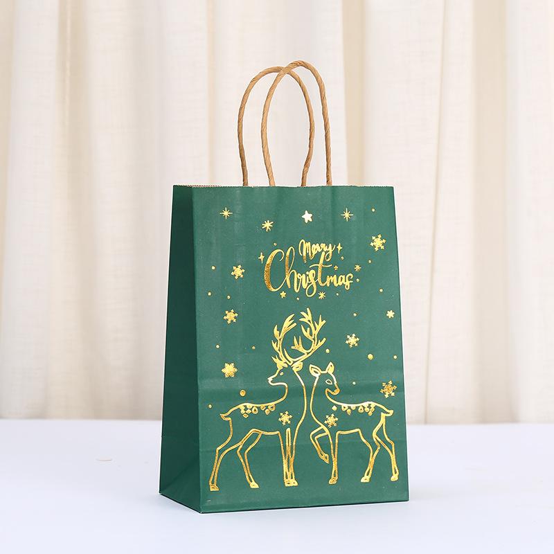 StoBag, Reusable Gold Foil Christmas Paper Gift Tote Bags, Luxury Holiday party supplies, packing candy goodies, 12/30pcs