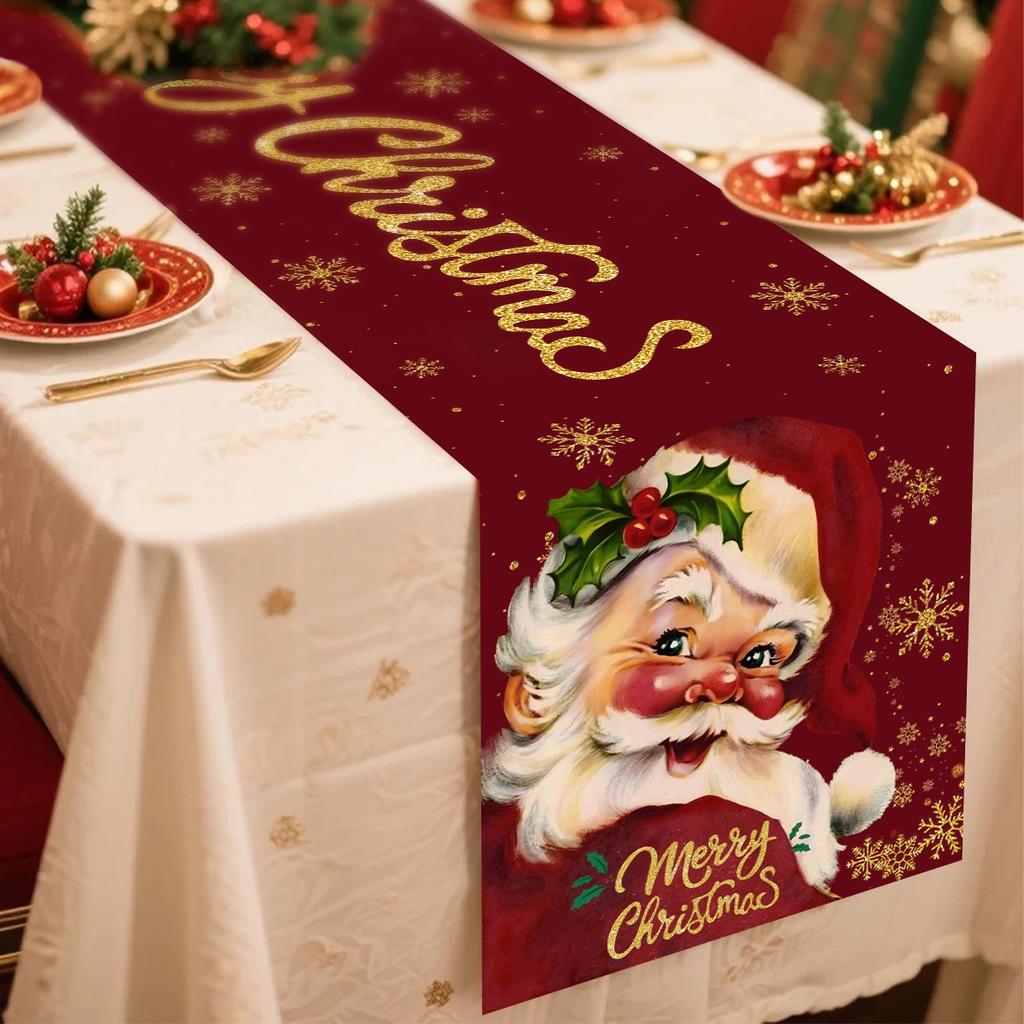 2025 Merry Christmas Santa Table Runner - Kitchen Dining Table Decor | Navidad Home Winter Holiday Gift
