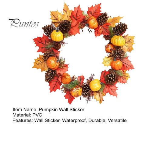 Autumn Theme Party Supplies Thanksgiving Day Wall Sticker, Pumpkin/Pinecone/Leaf Print Garland Shape Waterproof PVC Fall Window Clings Decal,