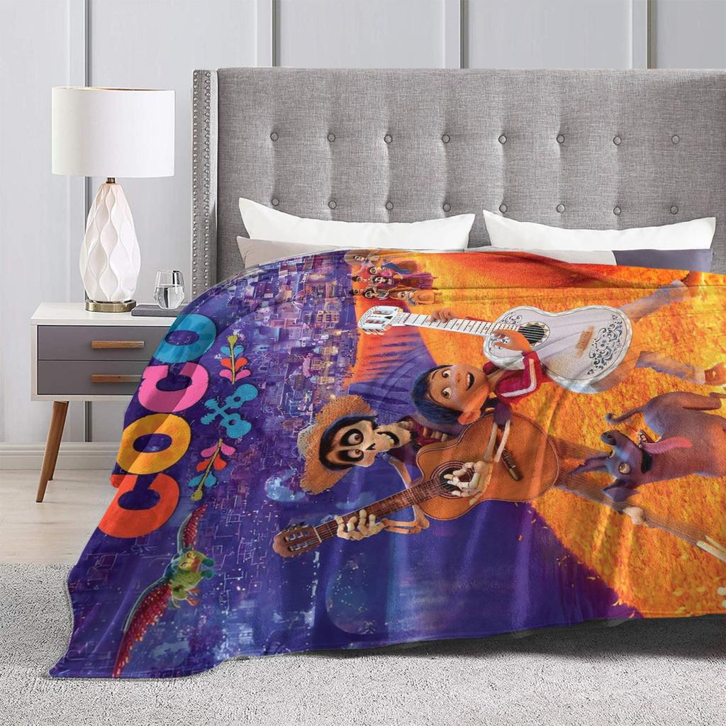 Cartoon Coco Day of The Dead Knitted Blankets  Plush Throw Blankets Bedding Couch Decoration Soft Warm Bedspreads,