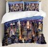3pcs Bedding Set Business City Scenery New York Black And White Duvet Cover Pillow Case Boy Kid Teen Girl Bedding Covers Set