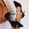 Fashion 2025 Fashion Outdoor Women's High Heels Pointed Toe Crystal Buckle Strap Thin Heels Pumps for Versatile Dress & Party Sandals