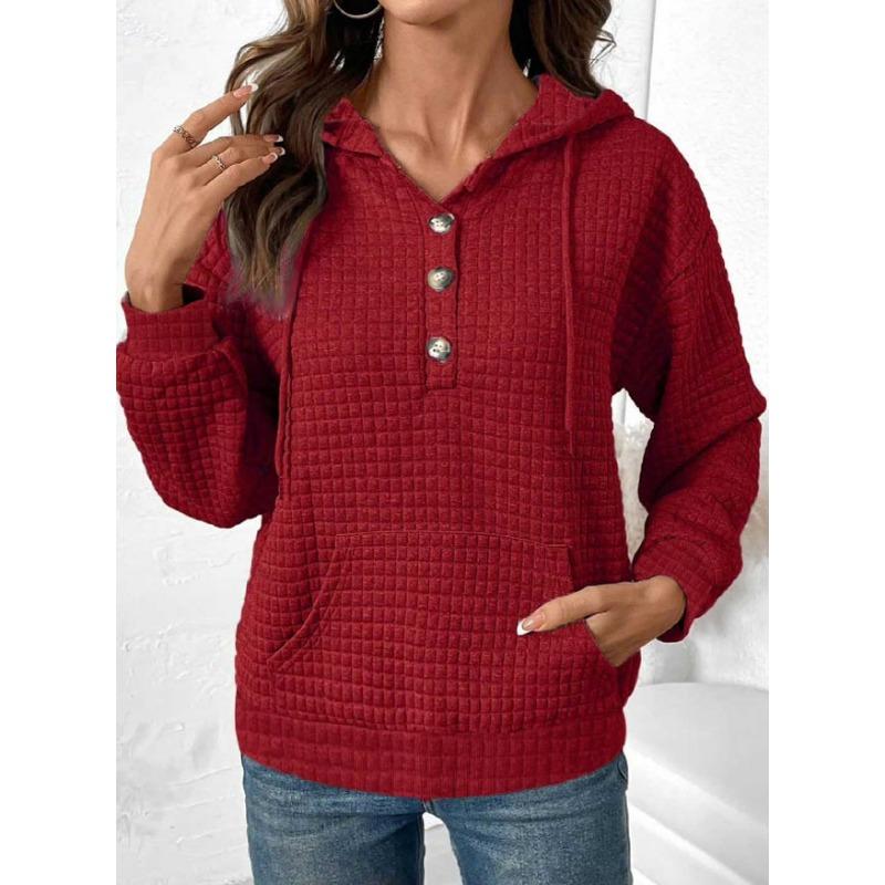 

Autumn and winter women s new small style long-sleeved hooded sweater solid color top women XXL красный