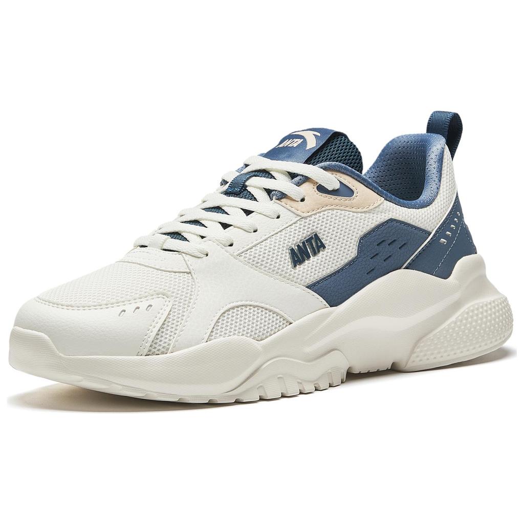Anta Fashion Sports Non-Slip Wear-Resistant Breathable Low-Top Casual Shoes Men Sneaker White Blue 912518810-1