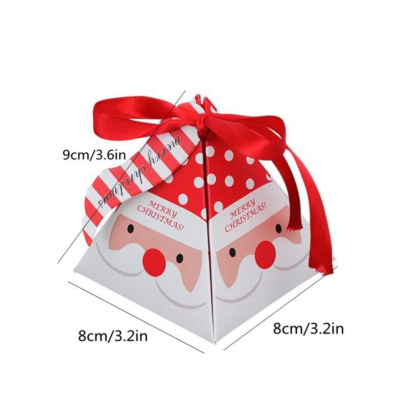 12pcs Christmas Goody Boxes,Triangle Christmas Packing Box Snowman Santa Claus Reindeer Styles Merry Christmas Cookie Gift Box for Candy Chocolates