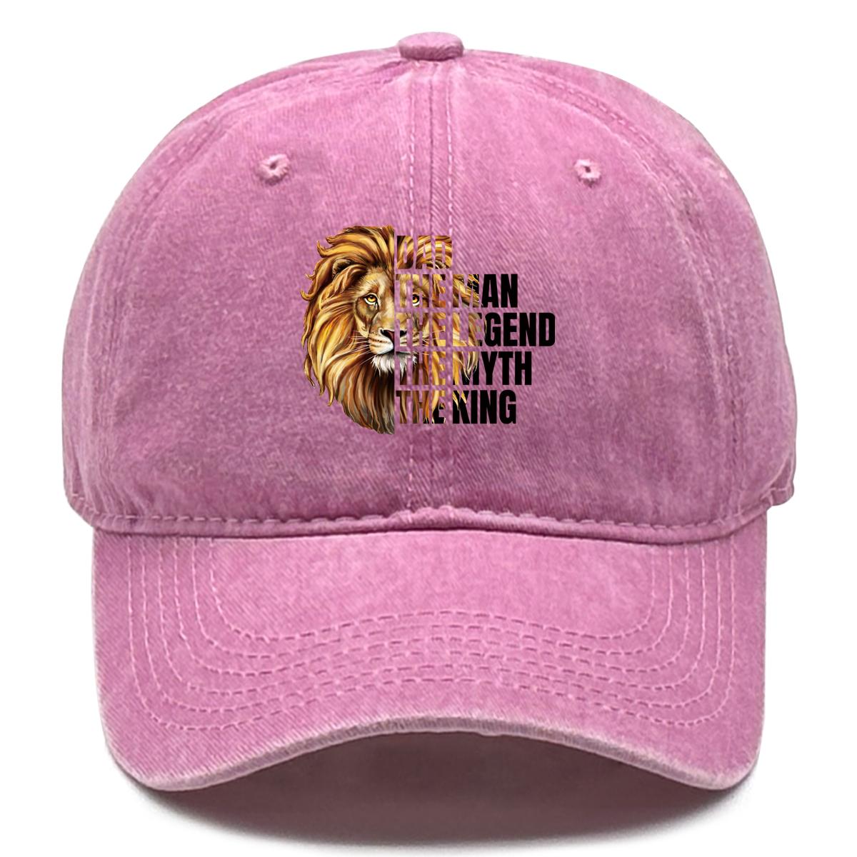 DAD Man Lion Print Adjustable Baseball Cap Cotton Dad Hat Washed Retro Solid Color Snapback Baseball Hat One Size Fits All розовый