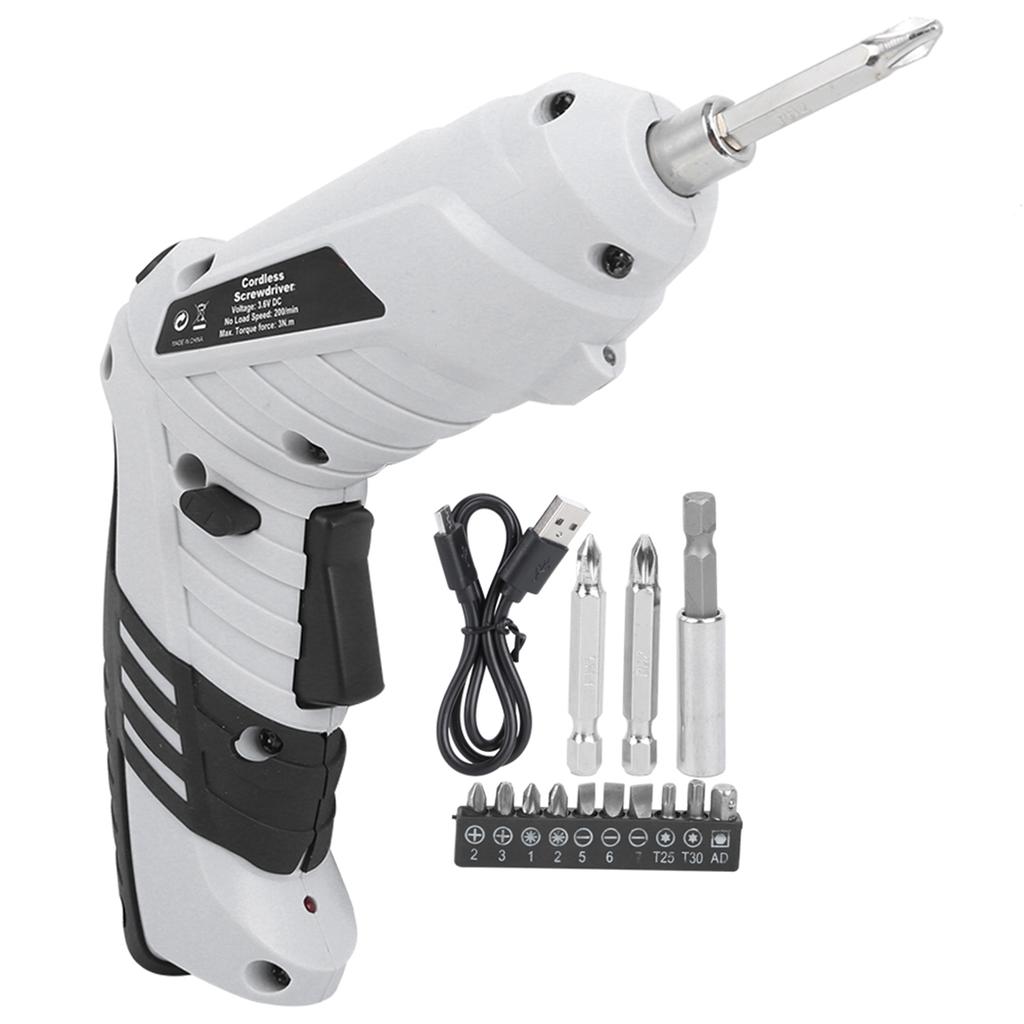 Cordless Electric Screwdriver Drill Kit LithiumIon Rechargeable Screw LED Home