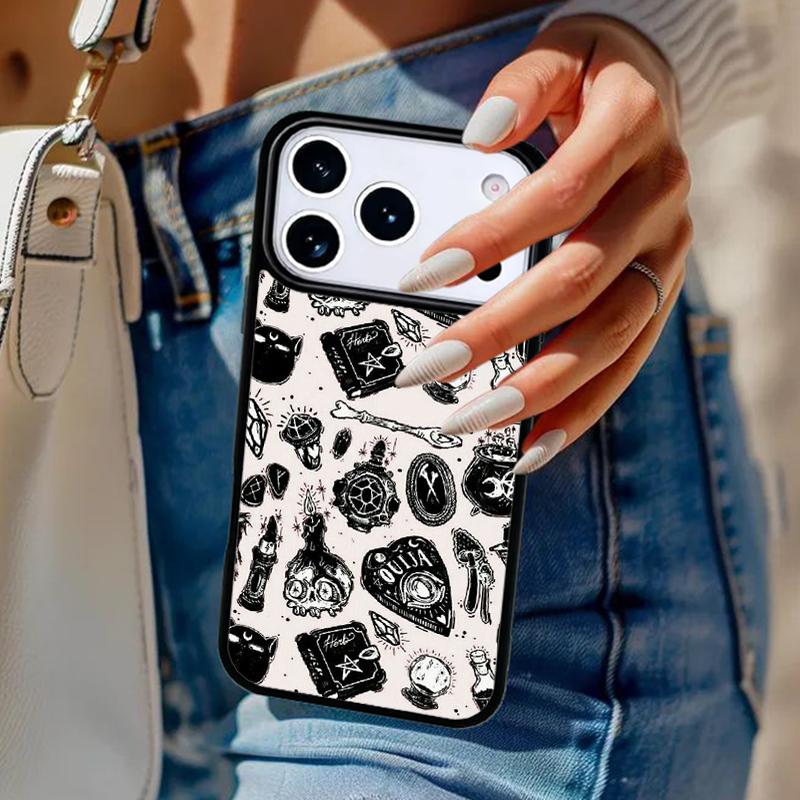 Girly Pastel Witch Goth Pattern Phone Case For iPhone 17 Air 14 15 13 12 Max Cover For Apple 14 15 16 16e 11 Pro Max Plus